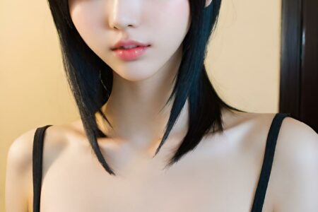 AI girl with black hair wallpaper