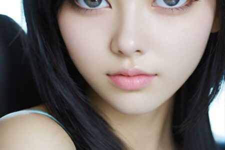 AI girl with black hair wallpaper
