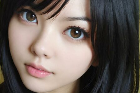 AI girl with black hair wallpaper
