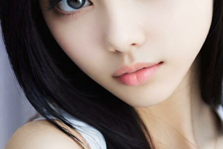 AI girl with black hair wallpaper