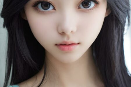 AI girl with black hair wallpaper