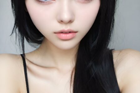 AI girl with black hair wallpaper