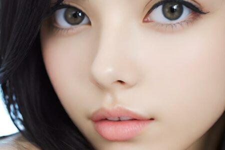 AI girl with black hair wallpaper