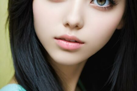 AI girl with black hair wallpaper
