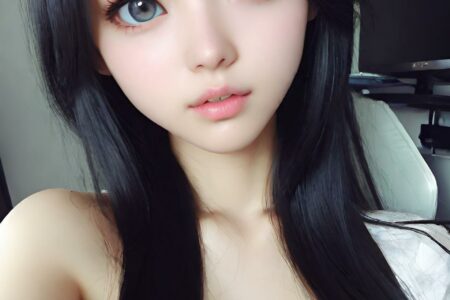 AI girl with black hair wallpaper