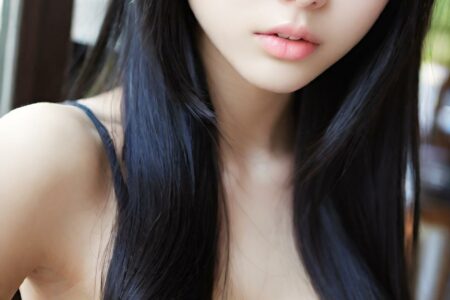AI girl with black hair wallpaper