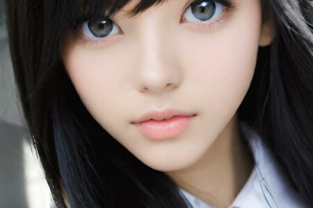 AI girl with black hair wallpaper