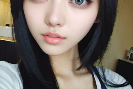 AI girl with black hair wallpaper