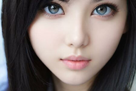 AI girl with black hair wallpaper