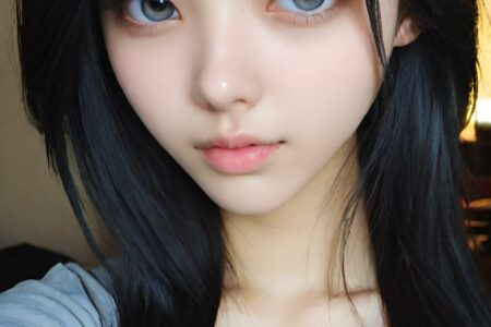 AI girl with black hair wallpaper