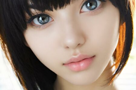 AI girl with black hair wallpaper