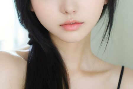 AI girl with black hair wallpaper
