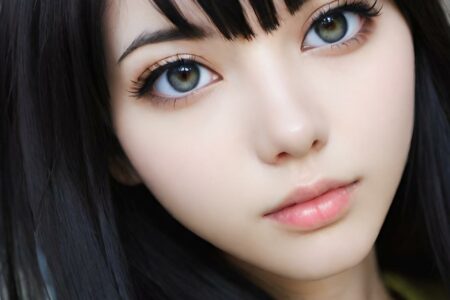 AI girl with black hair wallpaper