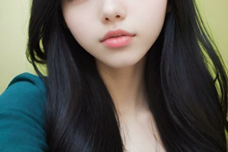 AI girl with black hair wallpaper