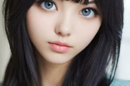 AI girl with black hair wallpaper