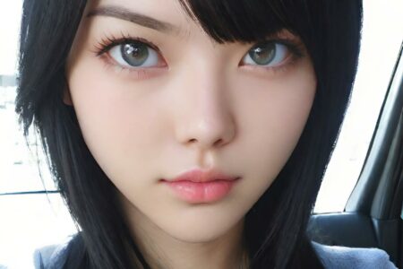 AI girl with black hair wallpaper