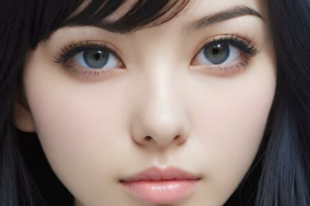 AI girl with black hair wallpaper