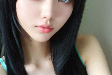 AI girl with black hair wallpaper