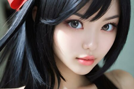 AI girl with black hair wallpaper