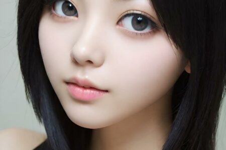 AI girl with black hair wallpaper