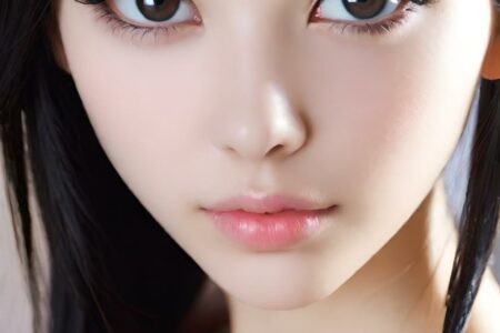 AI girl with black hair wallpaper