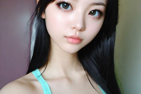 AI girl with black hair wallpaper