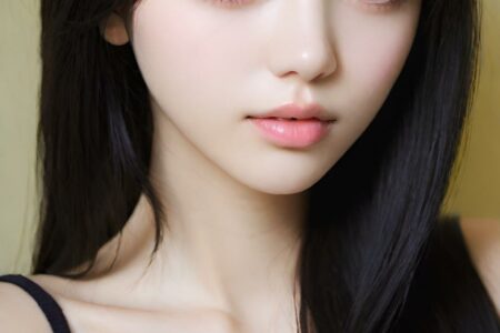 AI girl with black hair wallpaper