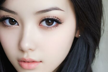 AI girl with black hair wallpaper