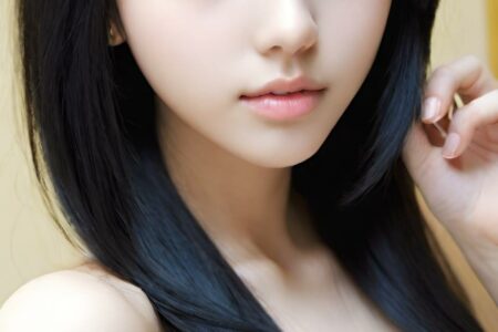 AI girl with black hair wallpaper