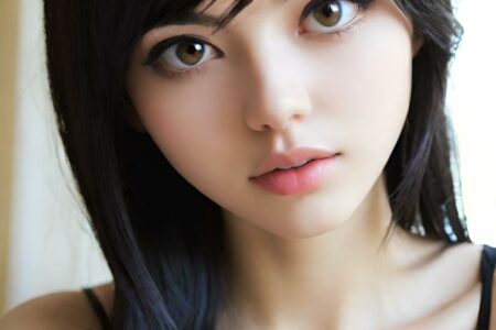 AI girl with black hair wallpaper