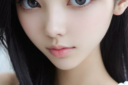 AI girl with black hair wallpaper