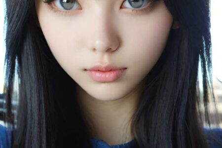 AI girl with black hair wallpaper
