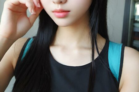 AI girl with black hair wallpaper
