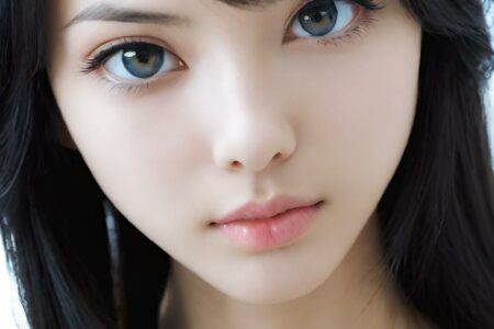 AI girl with black hair wallpaper