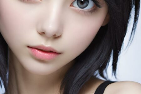 AI girl with black hair wallpaper