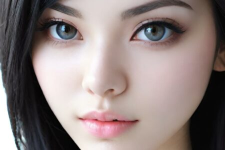 AI girl with black hair wallpaper