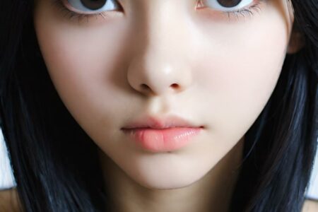 AI girl with black hair wallpaper