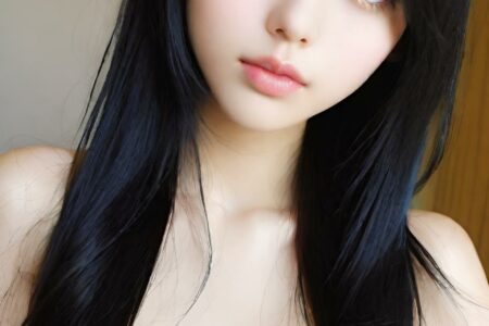 AI girl with black hair wallpaper