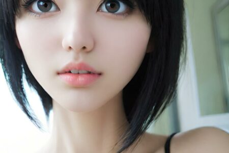 AI girl with black hair wallpaper