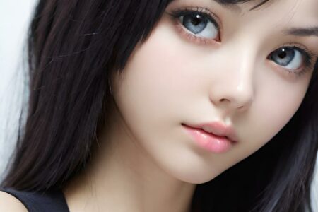 AI girl with black hair wallpaper