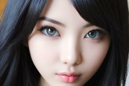 AI girl with black hair wallpaper