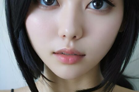 AI girl with black hair wallpaper