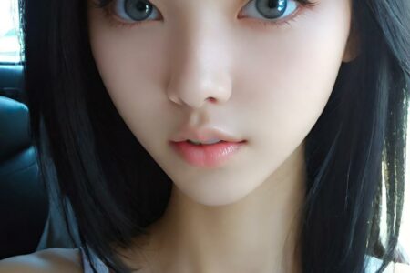 AI girl with black hair wallpaper