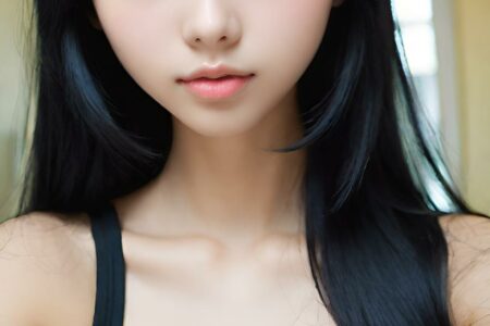 AI girl with black hair wallpaper
