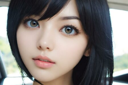 AI girl with black hair wallpaper