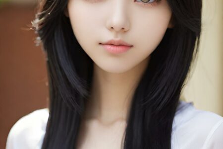 AI girl with black hair wallpaper