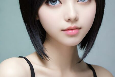 AI girl with black hair wallpaper
