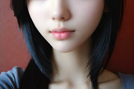 AI girl with black hair wallpaper