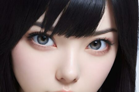 AI girl with black hair wallpaper