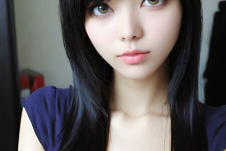 AI girl with black hair wallpaper